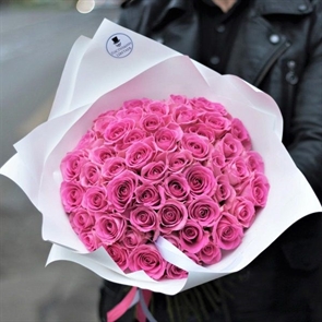 51 Розовая роза - 50 см